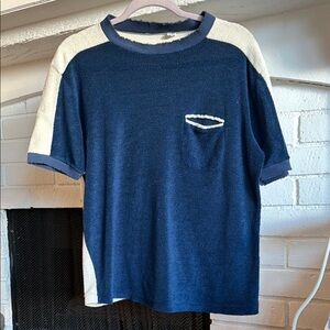 Vintage Navy and White Short Sleeve Tee